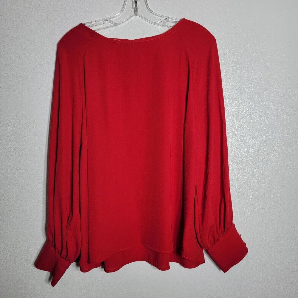 Maurices Red Top Plus SIze 1X Balloon Sleeve Lightweight Pullover Blouse